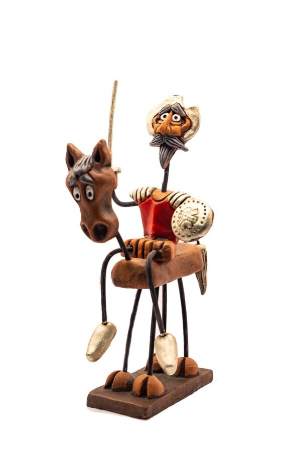 Figura Don Quijote de La Mancha ceramica a caballo