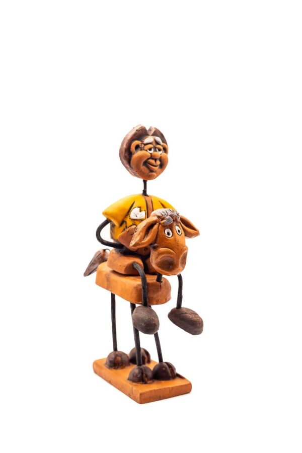 Figura Sancho Panza ceramica en burro